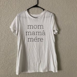 White “mom” tee